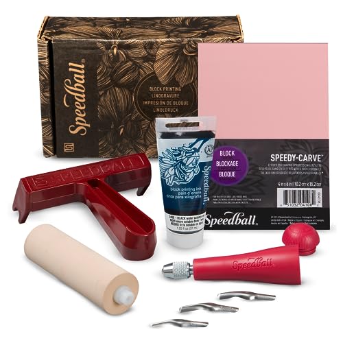 Speedball Art Products 3471 Block Printing Kit – Includes Ink, Brayer, Lino Handle Speedball Super Value Blockdruck-Starter-Set, SB3471, Mehrfarbig, by The Yard von Speedball