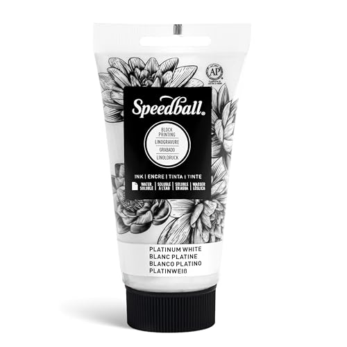 Speedball 3517 wasserlösliche Blockdruckfarbe, kräftige Farbe mit Satin-Finish, AP-zertifiziert, 70 ml, Platinweiß Speedball 3517 wasserlösliche Blockdruckfarbe, kräftige Farbe mit Satin-Finish, AP-zertifiziert, 70 ml, Platinweiß von Speedball