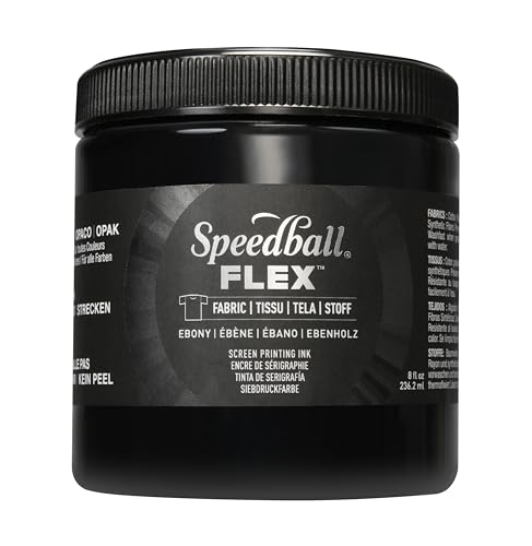 Speedball Flex Fabric Siebdruckfarbe, 8 Unzen, Ebenholz für T-Shirt und Siebdruck, Neu für 2023 von Speedball