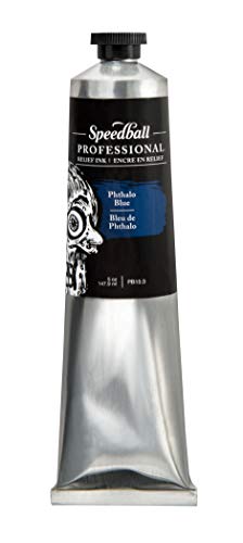 Speedball Professionelle Phthaloblau, wassermischbare, ölbasierte Druckherstellungstinte, lichtechte Pigmente, für alle Arten von Relief-Druck, ideal für Linolschnitt, OSFA, 140 ml. von Speedball