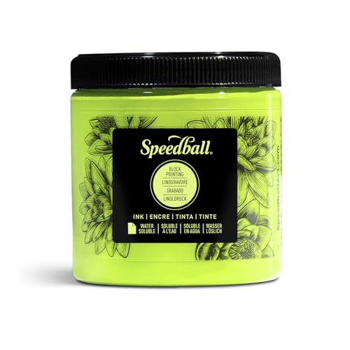 Speedball Water Soluble Block Printing Ink, 8 oz, Fluorescent Lime Green by Speedball von Speedball