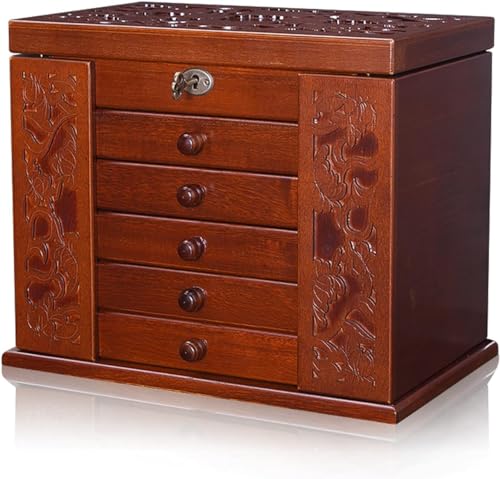 SpeesY Schmuckschatulle/Schmucktruhe, groß, aus Holz, Schmucktruhe, Möbel, Ring, Halskette, Geschenk, Geschenk mit Schloss für Frauen und Mädchen, A SpeesY Schmuckschatulle/Schmucktruhe, groß, aus Holz, Schmucktruhe, Möbel, Ring, Halskette, Geschenk, Geschenk mit Schloss für Frauen und Mädchen, A von SpeesY