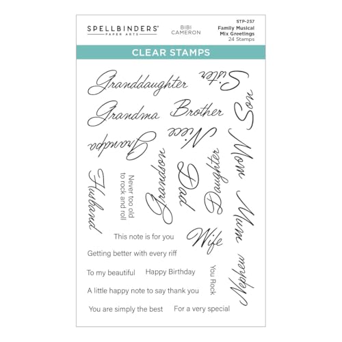 Bibi Cameron Stempel-Set mit Musiknoten-Kollektion, Motiv: Familien-Mix-Grüße, transparent Bibi Cameron Stempel-Set mit Musiknoten-Kollektion, Motiv: Familien-Mix-Grüße, transparent von Spellbinders