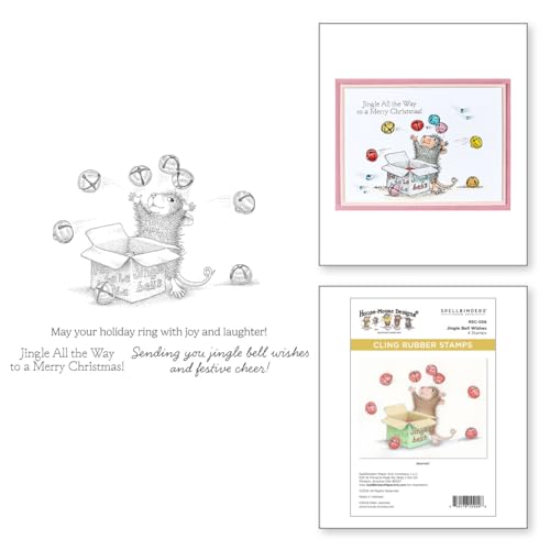 Jingle Bell Wishes Gummistempel-Set aus der House-Mouse Tree-mendous Christmas Collection, rot von Spellbinders