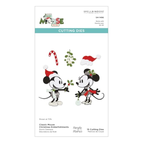 Klassische Maus-Weihnachtsverzierungen, geätzte Stanzformen aus der Weihnachtskollektion von The Say Cheese Classic Mouse von Spellbinders
