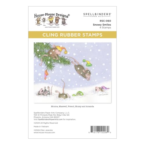 Snowy Smiles Gummistempel-Set aus der House-Mouse Tree-mendous Christmas Collection, rot von Spellbinders