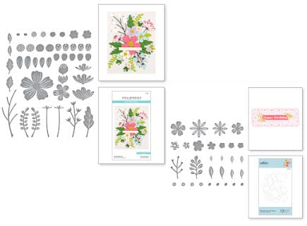 Spellbinders, Set mit 2 Bloom Stanzformen-Sets, Be Bold Blooms (S5-502) und Mini-Blüten und Zweigen, (S2-314), insgesamt 32 Stanzformen von Spellbinders