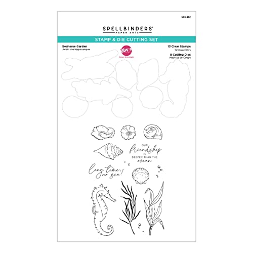 Spellbinders 689611 Stamp Garden By Seepferdchen-Garten-Stempel-und Stanzformen-Set aus der Seahorse Kisses-Kollektion von Dawn Woleslagle, Metall Acryl, One size Spellbinders 689611 Stamp Garden By Seepferdchen-Garten-Stempel-und Stanzformen-Set aus der Seahorse Kisses-Kollektion von Dawn Woleslagle, Metall Acryl, One size von Spellbinders