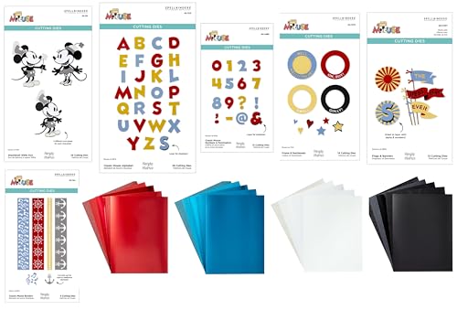 Spellbinders Classic Mouse and Steamboat Willie Ultimate Papercrafters Bundle – Thematische Stanzformen, Alphabet und Zahlen, farblich abgestimmter Karton in Rot, Blau, Schwarz und Weiß, 26-teiliges Spellbinders Classic Mouse and Steamboat Willie Ultimate Papercrafters Bundle – Thematische Stanzformen, Alphabet und Zahlen, farblich abgestimmter Karton in Rot, Blau, Schwarz und Weiß, 26-teiliges von Spellbinders