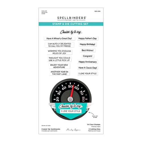 Spellbinders Cruisin' by Sentiments Stempel- und Stanzformen-Set aus der Classic Road Legends Kollektion von Mindy Eggen Spellbinders Cruisin' by Sentiments Stempel- und Stanzformen-Set aus der Classic Road Legends Kollektion von Mindy Eggen von Spellbinders