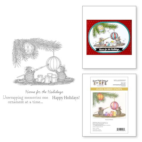Unwrapping Memories Haftstempel-Set aus der House-Mouse Tree-mendous Christmas Collection, rot von Spellbinders