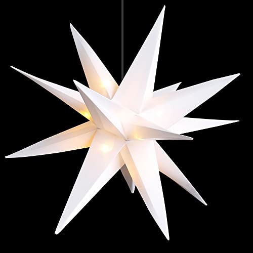 Spetebo 3D Stern mit 15 LED in warm weiß - 25 cm - Leuchtstern mit Timer Batterie betrieben - Weihnachten Advent Winter Fenster Dekoration für Außen und Innen zum Hängen von Spetebo