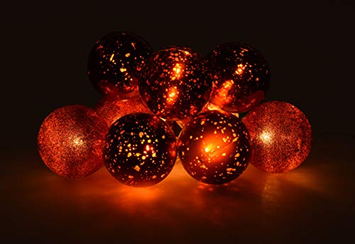 Beleuchtete Christbaumkugel Lichterkette 230 cm - 10 LED - Weihnachtskugel Lichterkette rot von Spetebo