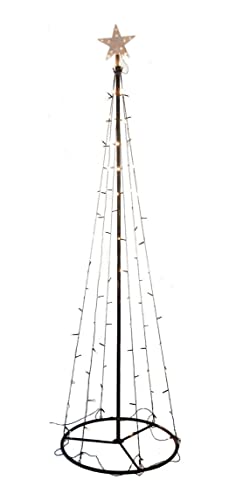 Beleuchteter LED Weihnachtsbaum in Kegel Form - Höhe 240 cm / 140 Lichter warmweiß - Deko Baum Tannenbaum Außen von Spetebo