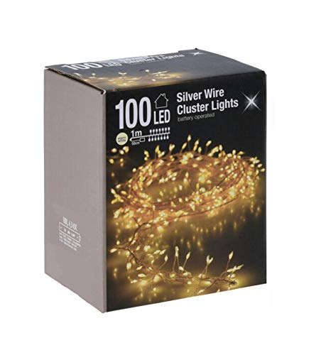 Spetebo Cluster Micro Lichterkette 100 LED warmweiß - 100 cm - Büschel Leuchtdraht Drahtlichterkette von Spetebo