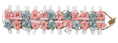 Spetebo DIY Adventskalender Zahlen auf Holz Klammer grün und pink - Adventskette mit 24 Clips auf Schnur von Spetebo