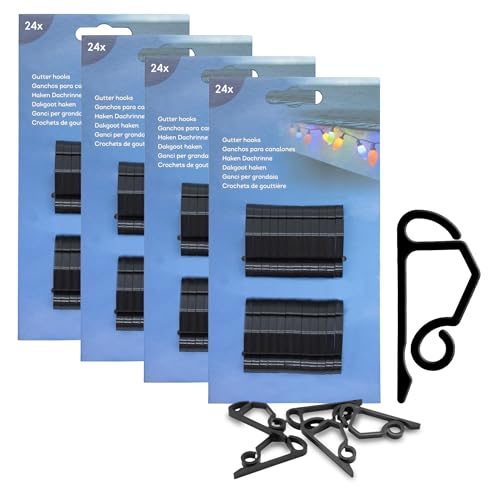 Dachrinnenhaken schwarz für Lichterketten - 96 Stück - Dachrinnen Halterung für Deko Beleuchtung - Haken für Befestigung von Lichternetz Lichtschlauch an der Dachrinne 96er Set Dachrinnenhaken schwarz für Lichterketten - 96 Stück - Dachrinnen Halterung für Deko Beleuchtung - Haken für Befestigung von Lichternetz Lichtschlauch an der Dachrinne 96er Set von Spetebo