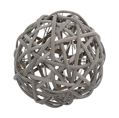 Deko Ball in Rattan Optik grau mit 10 LED beleuchtet - Ø 15 cm - Lichter Kugel aus Polyrattan mit Timer Funktion - Dekokugel mit Lichterkette Tischleuchte Lichterball Dekoleuchte Stimmungslicht von Spetebo