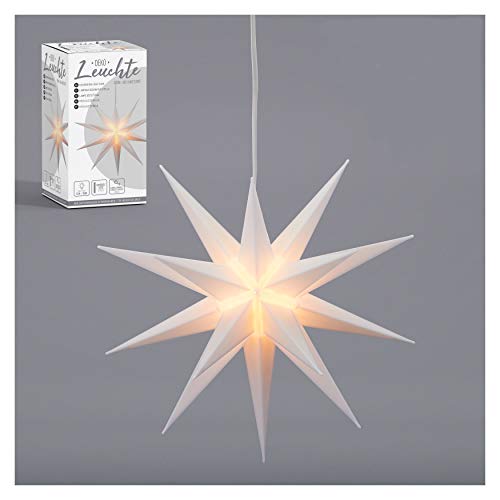 Spetebo Deko Leuchte Stern Ø 35 cm - aus Kunststoff Weihnachtsstern mit Stecker zum Hängen für Innen von Spetebo