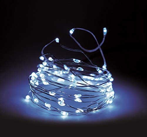 Spetebo Draht Lichterkette 40 LED mit Timer und 8 Funktionen - kalt weiß - Micro Lichterkette mit Batterie Betrieb für Innen und Außen von Spetebo