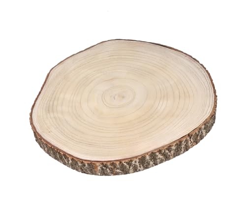 Echtholz Baumscheibe natur - 40 bis 45 cm - Holz Scheibe zum Dekorieren Basteln Bemalen Brandmalen - Tischdeko Holzdeko Kerzenteller Deko Platte von Spetebo
