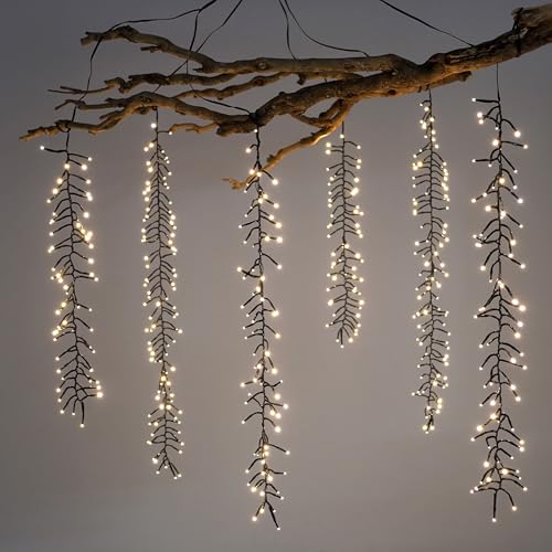 Kaskaden Büschel Lichterkette warm weiß mit 6 Strängen - 480 LED - Lichtervorhang mit 8 Leuchtmodi für Außen mit Timer - Outdoor Weihnachten Advent Deko beleuchtung Lichterschweif Lichterbündel kabel Kaskaden Büschel Lichterkette warm weiß mit 6 Strängen - 480 LED - Lichtervorhang mit 8 Leuchtmodi für Außen mit Timer - Outdoor Weihnachten Advent Deko beleuchtung Lichterschweif Lichterbündel kabel von Spetebo