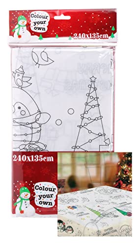Kinder Ausmal-Tischdecke 240 x 135 cm - Weihnachten - Vlies Tischtusch zum Bemalen - Deko Weihnachtstischdecke bemalbar von Spetebo