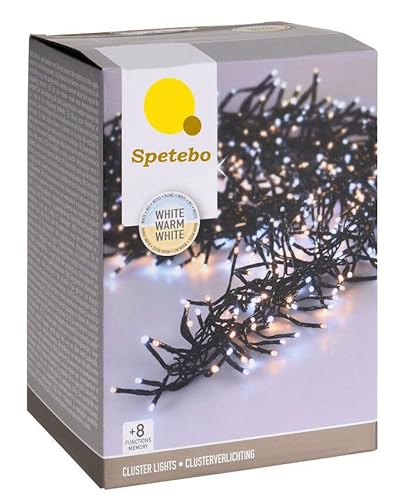 LED Büschel Lichterkette kalt/warm weiß LED Mix - 1152 LED / 8,5 m - Cluster Lichterkette mit 8 Funktionen und Speicherchip - Weihnachtsbaum Lichter Deko für Innen und Außen (8,5m / 1152 LED) von Spetebo
