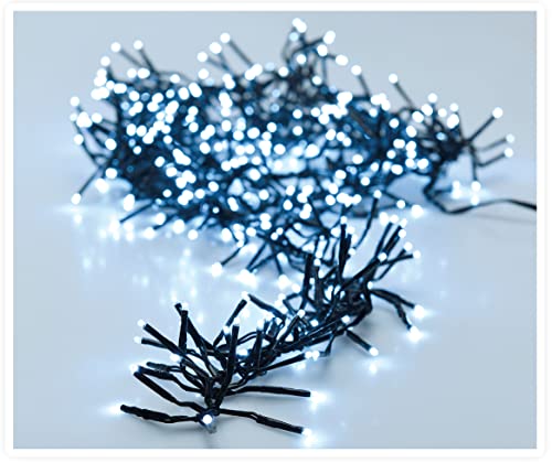 LED Büschel Lichterkette kaltweiß - 1152 LED / 8,5m - Cluster Lichterkette mit 8 Funktionen und Speicherchip - Weihnachtsbaum Lichter Deko für Innen und Außen in kaltem weiß (2016 LED / 14,6m) von Spetebo