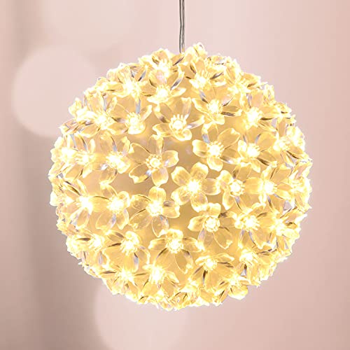 Spetebo LED Lichterkugel 15 cm - 100 LED - Leuchtkugel mit warm weiß beleuchteten Blüten - Dekoleuchte für Innen von Spetebo
