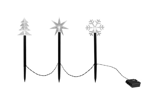 LED Gartenstecker 3er Set Tannenbaum Stern Schneeflocke mit Timer - je 40 cm - Weihnachts Gartendeko warm weiß beleuchtet - Weihnachten Winter Advent Batterie betrieben mit Timer von Spetebo