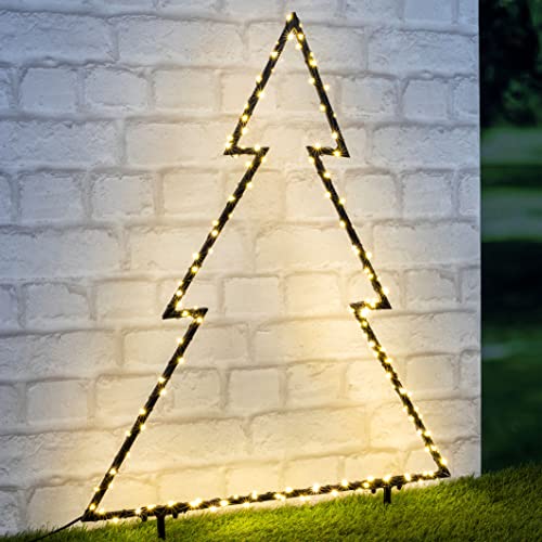 LED Gartenstecker Tanne mit 175 LED - 60x53 cm - Garten Deko Tannenbaum beleuchtet - Weihnachtsbaum Außen von Spetebo