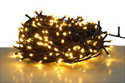 LED Lichterkette mit 300 LED - warm weiß/Kabel: grün - für den Innen- und Außenbereich - Weihnachtsbaum Lichterkette von Spetebo