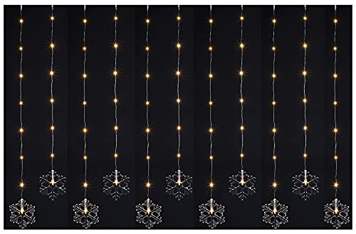 Spetebo LED Lichtervorhang Schneeflocken - 200 cm - mit 83 LED 8 Leuchtfunktionen und Timer - Weihnachten Advent Winter Fenster Dekoration von Spetebo