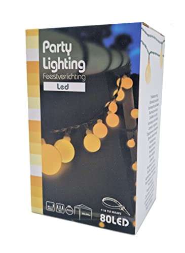 Spetebo LED Party Lichterkette mit 80 Kugeln - warm weiß - Festbeleuchtung mit ca. 16 m Länge - Pavillon Außen Party Garten Balkon Beleuchtung kabelgebunden mit Netzteil von Spetebo
