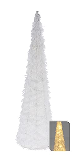Spetebo LED Pyramide in weiß - 80 cm - mit Kunstschnee - Kegel mit Timer Weihnachten Advent Winter Dekoration von Spetebo