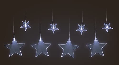 LED-Sternenvorhang kalt weiß mit Timer - 100 x 60 cm - Weihnachtslichterkette mit 8 Sternen - Dekoration Fensterbeleuchtung Weihnachten Advent Winterdeko für drinnen von Spetebo