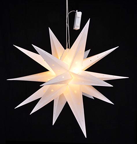 LED Weihnachtsstern 58 cm mit Auto Timer - Batterie betrieben - LED Stern zu Weihnachten zum aufhängen Fensterdeko von Spetebo