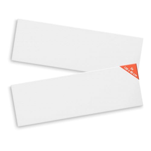 Leinwand auf Keilrahmen 2er Set - 120 x 40 cm - Kunstleinwand mit 3-fach grundiertem Leinentuch - Basic Baumwoll Maltuch Malleinwand für Acrylfarbe und Ölfarbe Hobby Künstler Bedarf Zubehör von Spetebo
