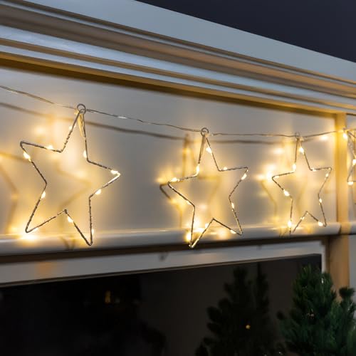 Lichterkette mit 8 LED Sternen warm weiß - 200 cm - Weihnachts Deko Beleuchtung Batterie betrieben - Advent Winter Lichtervorhang Fenster Wand Dekoration Lichterkette mit 8 LED Sternen warm weiß - 200 cm - Weihnachts Deko Beleuchtung Batterie betrieben - Advent Winter Lichtervorhang Fenster Wand Dekoration von Spetebo