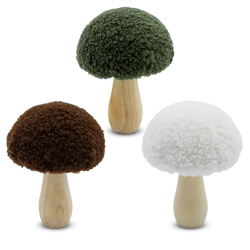 Spetebo Holz Deko Pilz mit Stoff Hut 11 cm zum Hinstellen - 3er Set - Waldpilz Dekofigur zur Herbst Dekoration - Herbstwald Dekoobjekt Pilzfigur Zierpilz Tischdeko Weihnachtsdeko Aufsteller Spetebo Holz Deko Pilz mit Stoff Hut 11 cm zum Hinstellen - 3er Set - Waldpilz Dekofigur zur Herbst Dekoration - Herbstwald Dekoobjekt Pilzfigur Zierpilz Tischdeko Weihnachtsdeko Aufsteller von Spetebo
