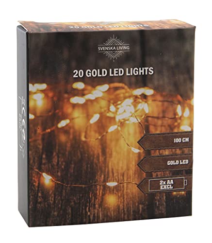 Spetebo Kupfer Draht Beleuchtung mit 20 goldenen LED - 100 cm - Micro Batterie Lichterkette von Spetebo