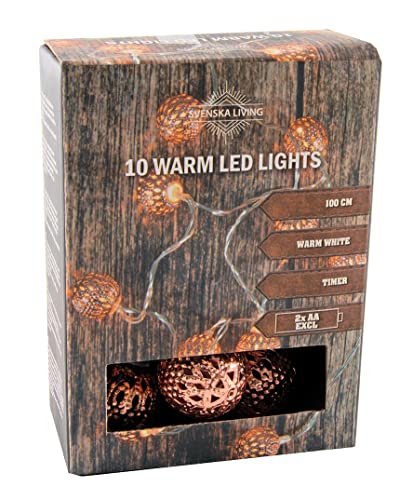 Spetebo LED Kugel Lichterkette - 100 cm - mit 10 LED Kupfer Kugeln warmweiß - Weihnachten Advent Tisch Fenster Deko Innen von Spetebo