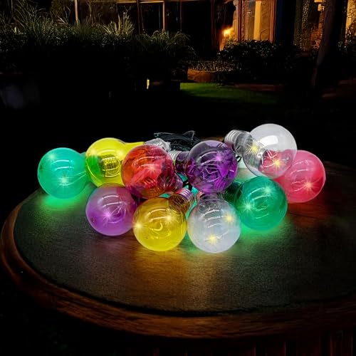 Spetebo LED Solar Lichterkette mit 10 bunten LED Glühbirnen - 180 cm - Garten Dekobeleuchtung mit farbigen Lampen - Outdoor Deko Party Beleuchtung Glühbirnenlichterkette Lichterspiel Stimmungslicht von Spetebo