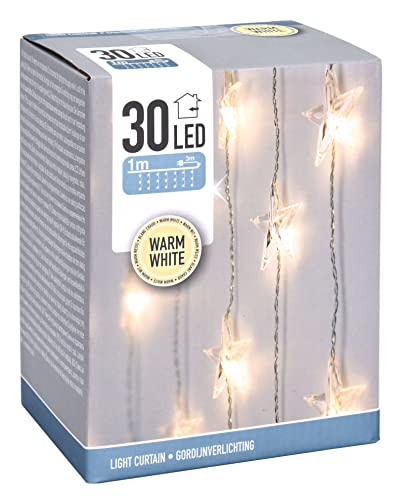 Spetebo LED Sternen Lichtervorhang für Innen - 100 cm - Deko Lichterkette mit 30 LED warm weiß - Weihnachten Advent Lichter Vorhang Fenster Deko Beleuchtung Indoor von Spetebo
