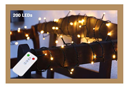 Spetebo Weihnachtsbaum Lichterkette 200 LED - 20m - Fernbedienung 8 Funktionen - Innen Außen von Spetebo