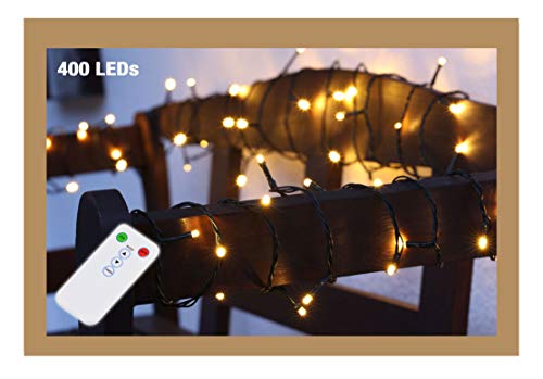 Spetebo Weihnachtsbaum Lichterkette 400 LED - 40m - Fernbedienung 8 Funktionen - Innen Außen von Spetebo