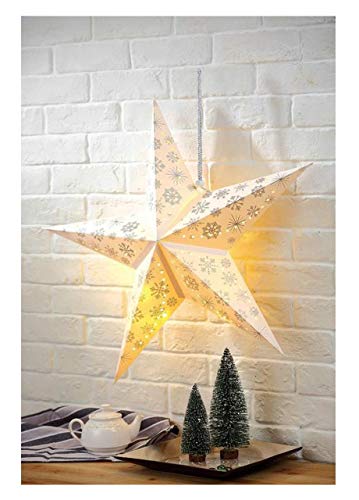 Spetebo Weihnachtsstern Schneeflocke 60 cm - 10 LED - Papierstern zum hängen Leuchtstern Spetebo Weihnachtsstern Schneeflocke 60 cm - 10 LED - Papierstern zum hängen Leuchtstern von Spetebo