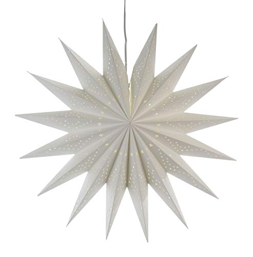 Weihnachtsstern weiß 60 cm zum Hängen - Leuchtstern Papierstern Fensterdeko Stern Indoor von Spetebo