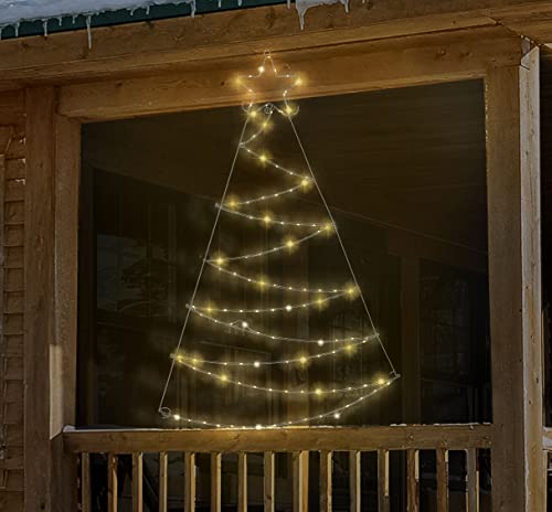 XXL LED Tannenbaum zum Hängen - 150 cm - großer Wandbaum mit Lichterkette - Weihnachtsdeko mit Strom Stecker für Außen von Spetebo